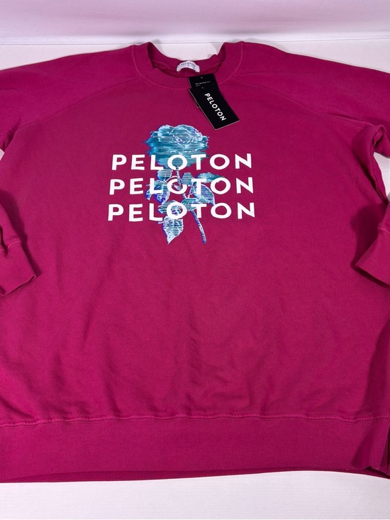 NWT Peloton Magenta Pullover Sweatshirt with Teal Leaf Graphic Size Medium - Picture 3 of 8
